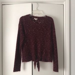 Sweater with front tie detail